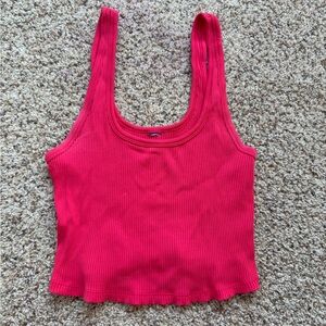 Hot Pink Ribbed Cropped Tank Old Navy